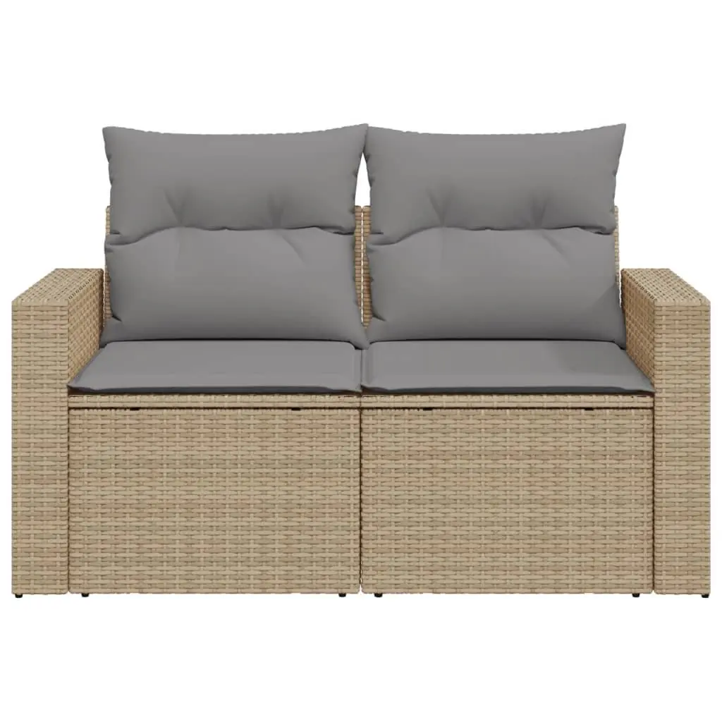 2-Seater Garden Sofa with Cushions Beige Outdoor Patio Seating Furniture