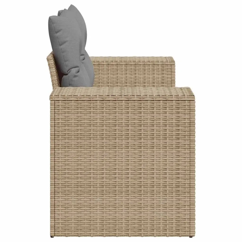 2-Seater Garden Sofa Beige PE Rattan Outdoor Patio Furniture with Cushions