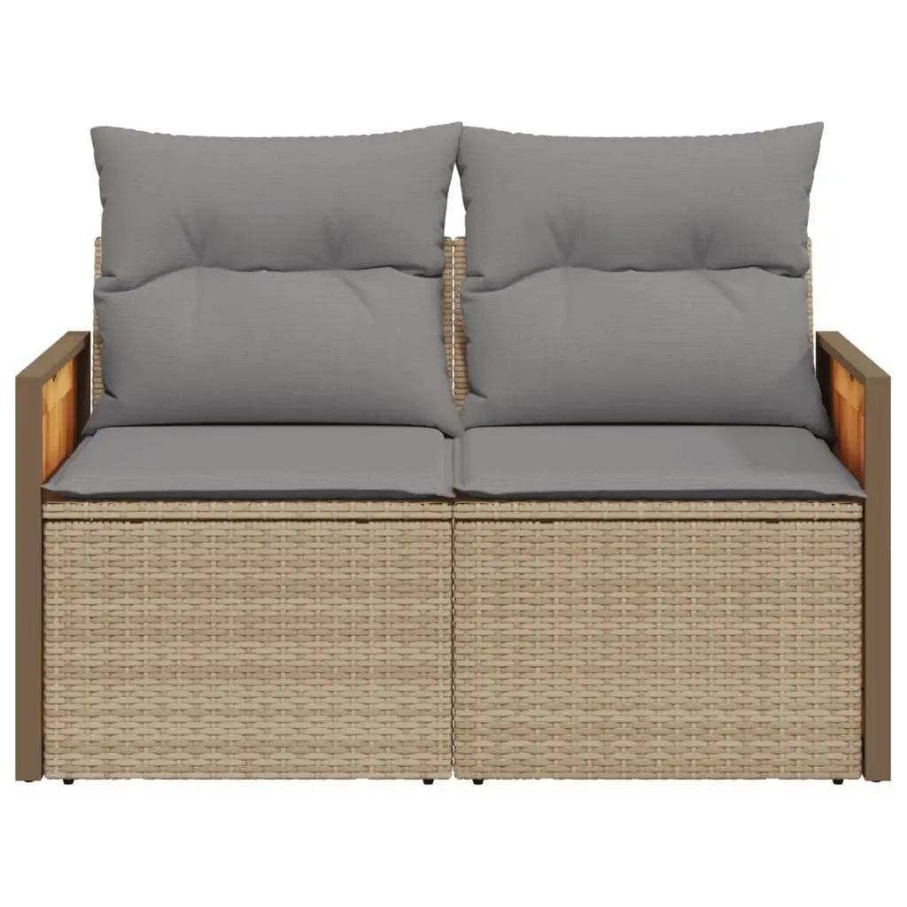 Garden Sofa 2-Seater Outdoor Seating with Cushions Modular Patio Furniture Beige