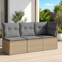 Compact 3-Seater Garden Sofa with Cushions