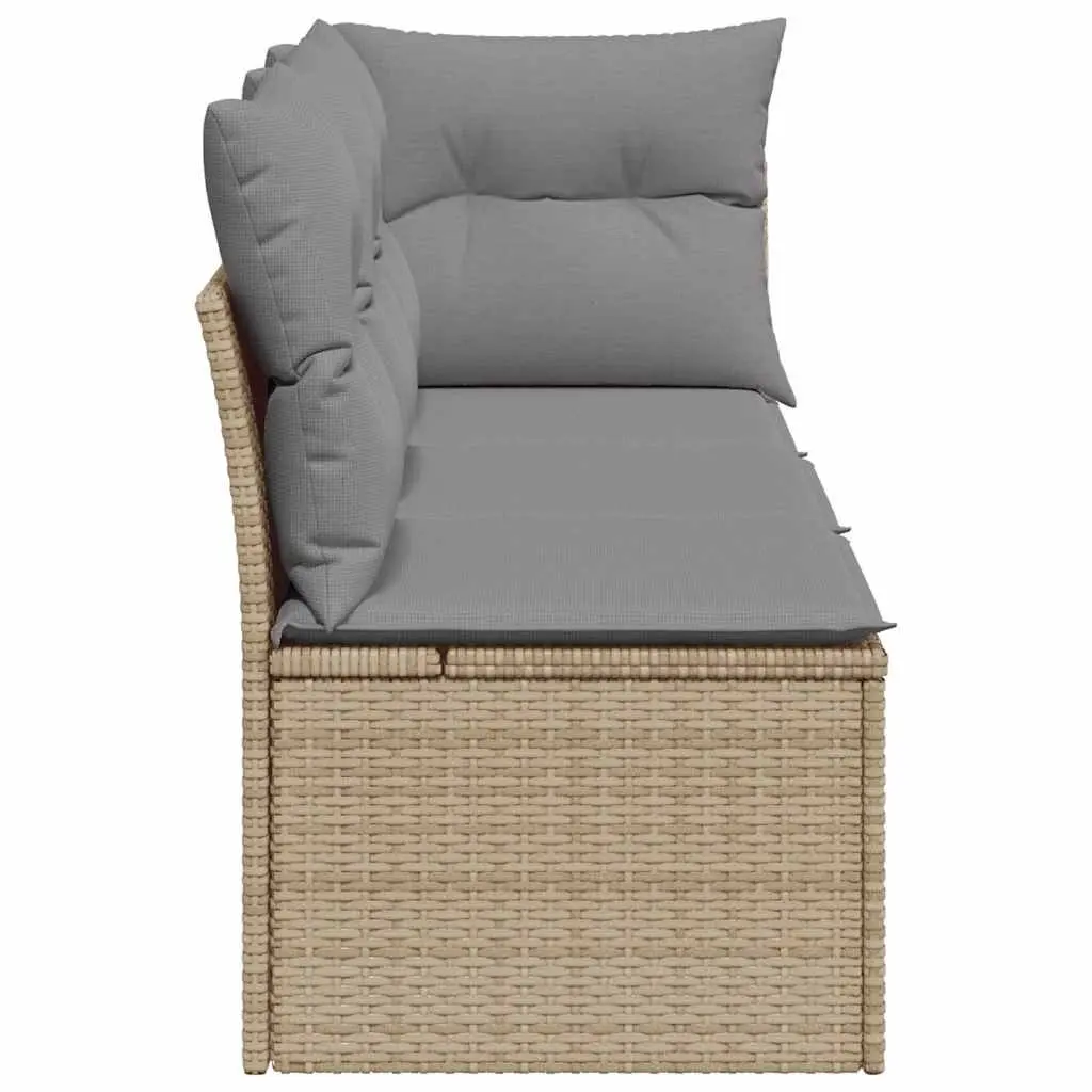 3-Seater Garden Sofa Beige PE Rattan Outdoor Patio Furniture with Storage Cushions