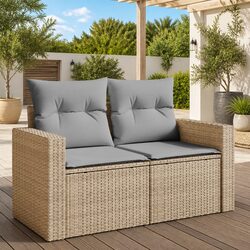 2-Seater Garden Sofa with Cushions and Storage Below