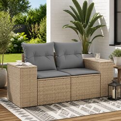 Concise and Comfortable 2-Seater Outdoor Sofa with Storage