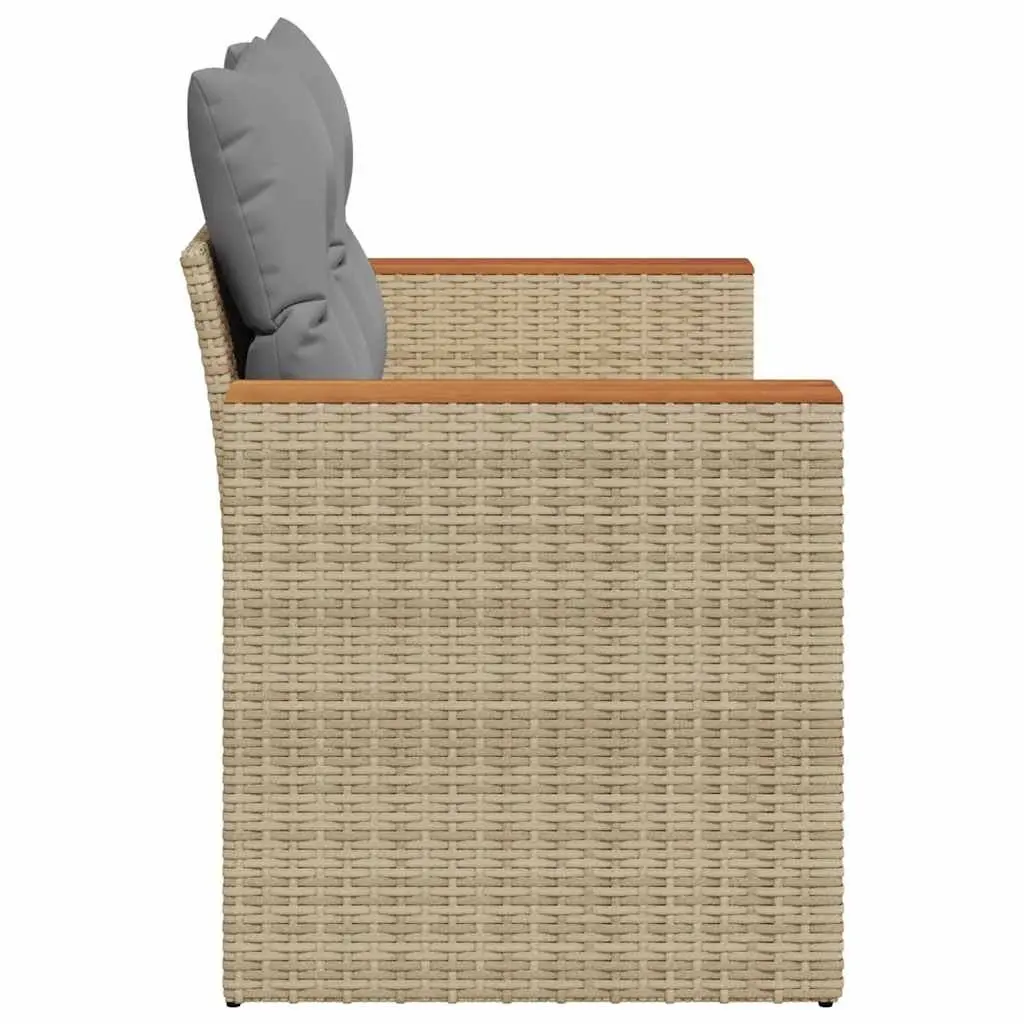 2-Seater Garden Sofa with Storage Cushions Outdoor Patio Furniture Beige