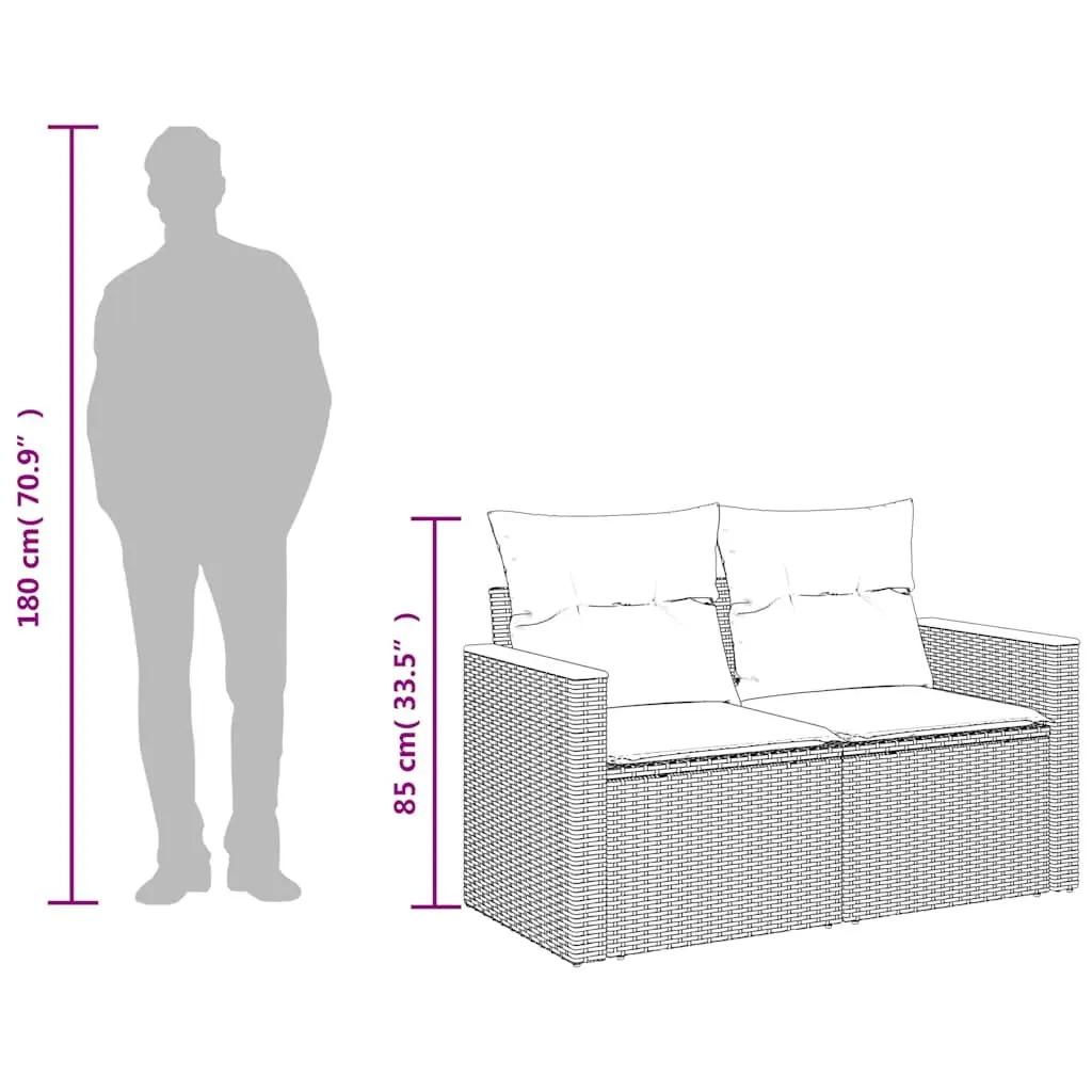 2-Seater Garden Sofa with Storage Cushions Outdoor Patio Furniture Beige