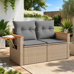 Compact Outdoor Garden Sofa for Two with Side Table