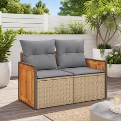 2-Seater Garden Sofa with Cushions