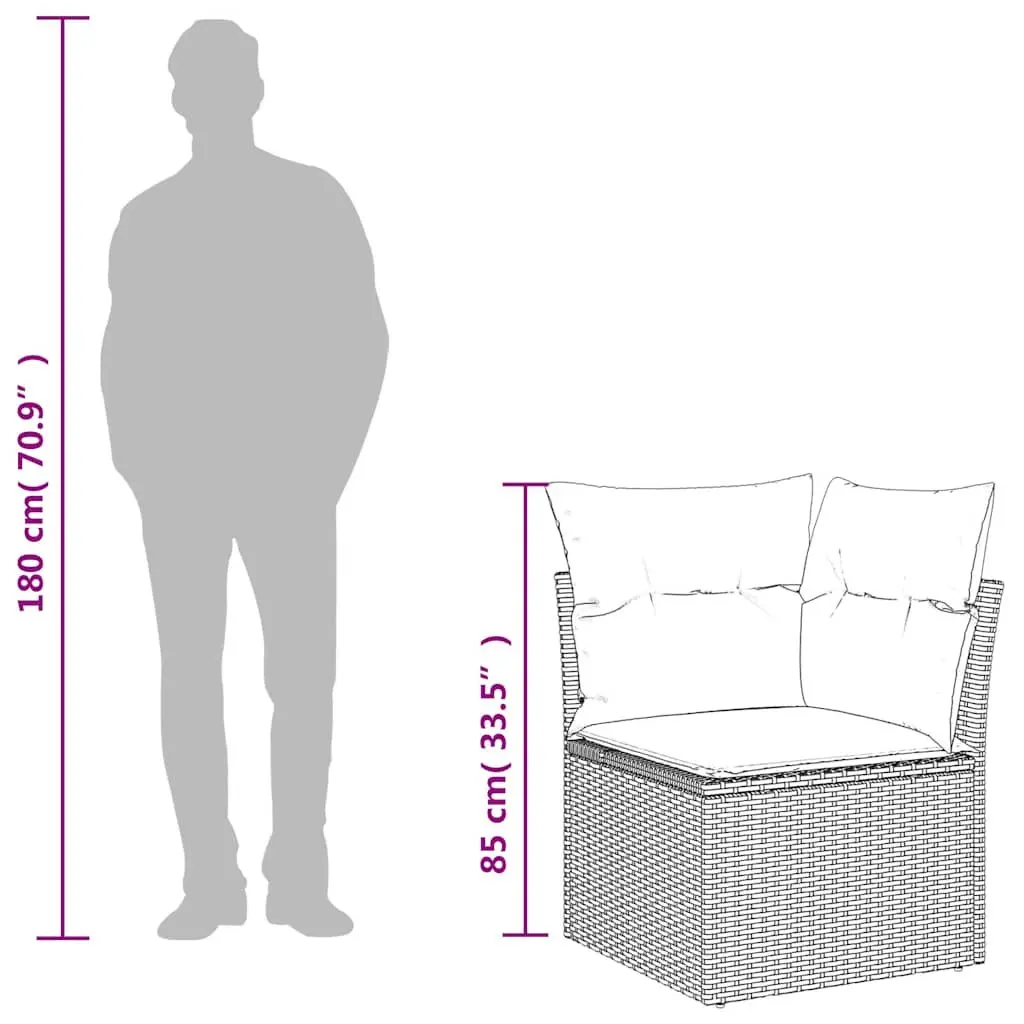 Garden Corner Sofa Grey Modular Outdoor Seating with Cushions