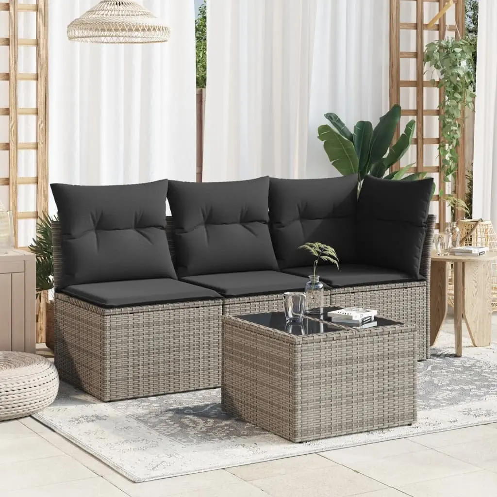 Grey Garden Table with Glass Top for Entertaining