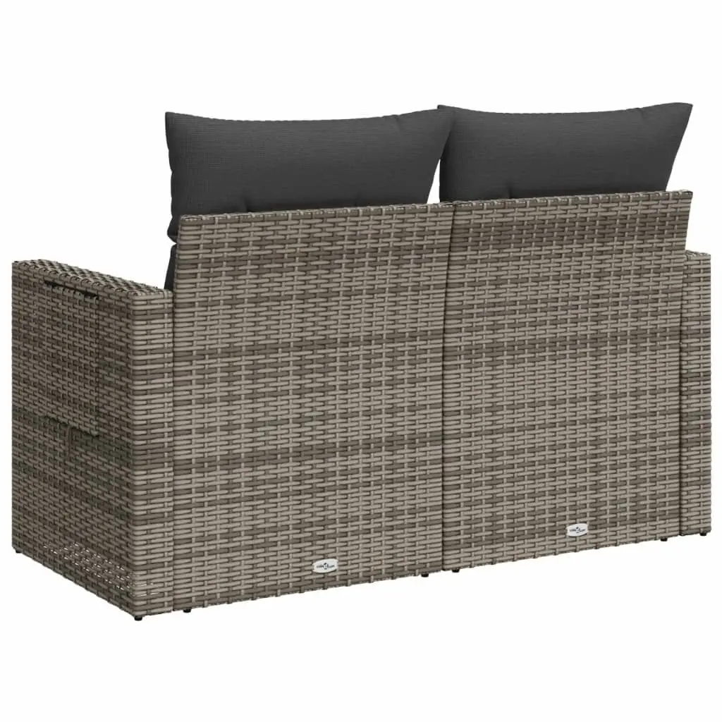 2-Seater Garden Sofa Outdoor Lounge Furniture Poly Rattan Grey with Cushions