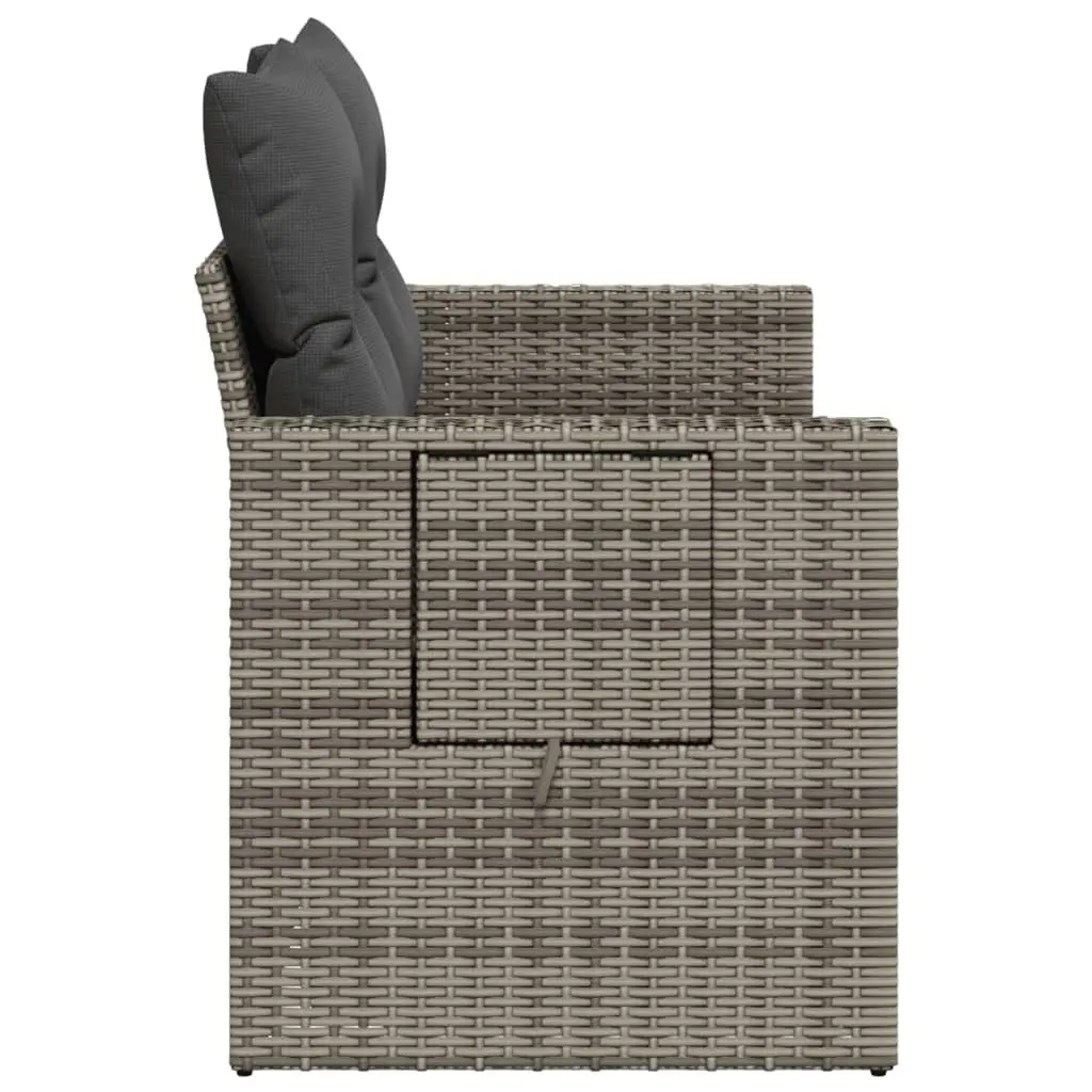 2-Seater Garden Sofa Outdoor Lounge Furniture Poly Rattan Grey with Cushions