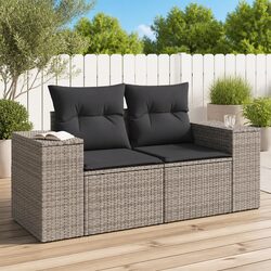 Grey 2-Seater Outdoor Sofa with Padded Cushions