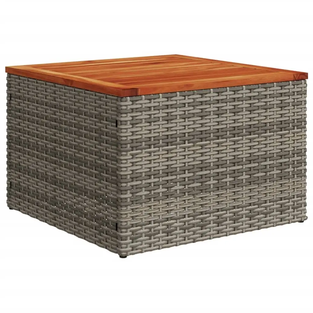 Garden Table Grey Outdoor Patio Furniture Poly Rattan Acacia Wood Top 55x55x37cm
