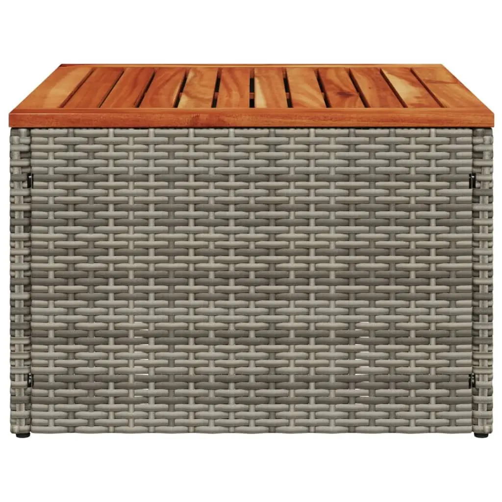 Garden Table Grey Outdoor Patio Furniture Poly Rattan Acacia Wood Top 55x55x37cm