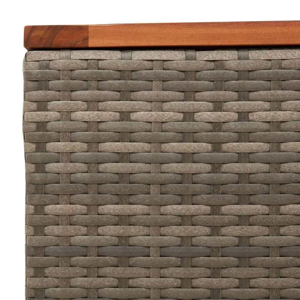 Garden Table Grey Outdoor Patio Furniture Poly Rattan Acacia Wood Top 55x55x37cm