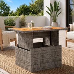 Friendly Grey Garden Table for Your Outdoor Gatherings