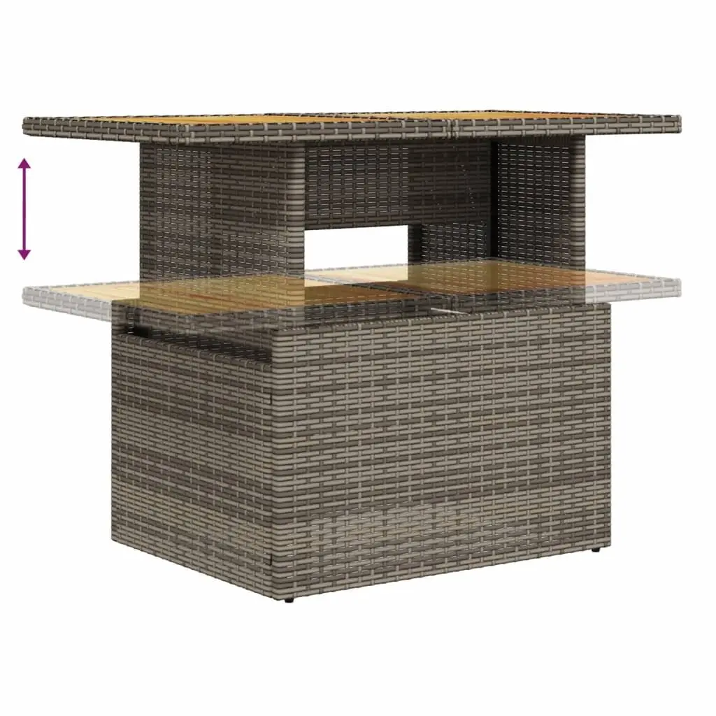 Garden Table Grey 100x55x73cm Outdoor Dining Coffee Patio Furniture Rattan Wood