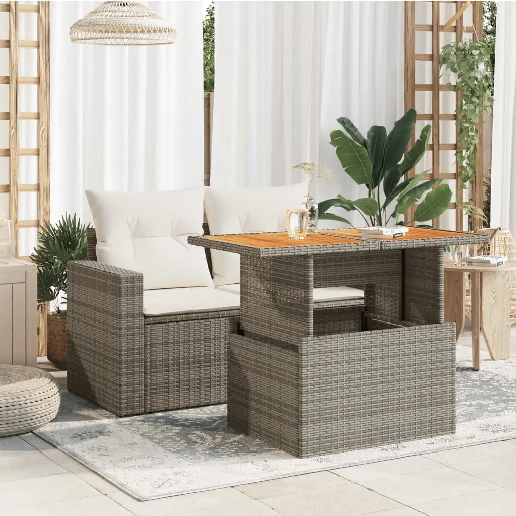 Garden Table Grey 100x55x73cm Outdoor Dining Coffee Patio Furniture Rattan Wood