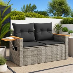 Compact Grey Outdoor Garden Sofa for Two