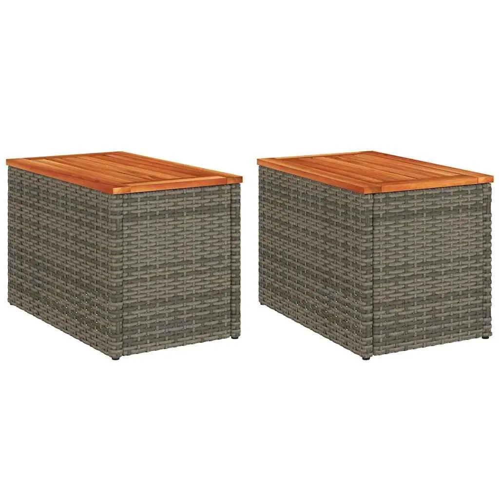 Garden Side Tables Grey 55 x 34 x 37 cm PE Rattan Tabletop
