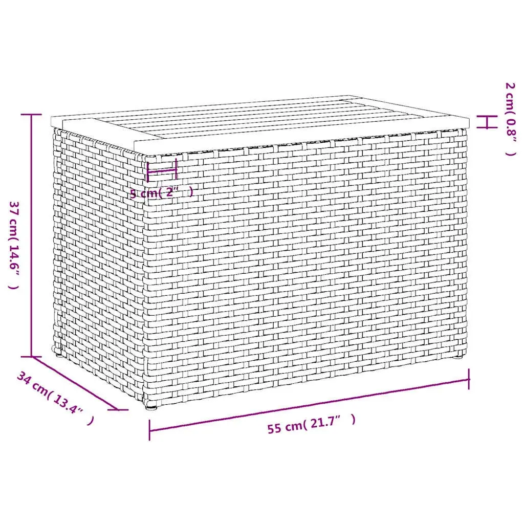 Garden Side Tables Grey 55 x 34 x 37 cm PE Rattan Tabletop