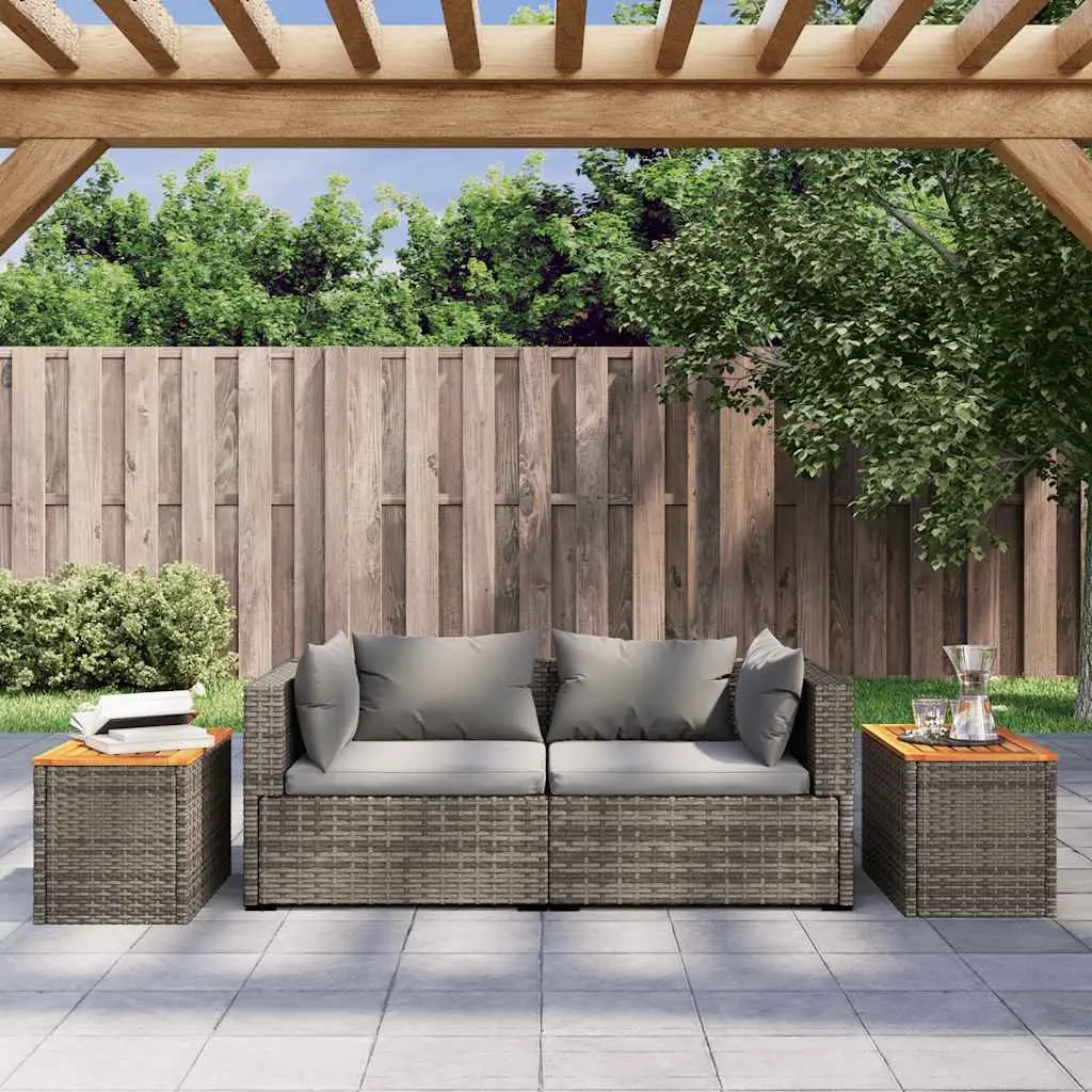 Garden Side Tables Grey 55 x 34 x 37 cm PE Rattan Tabletop