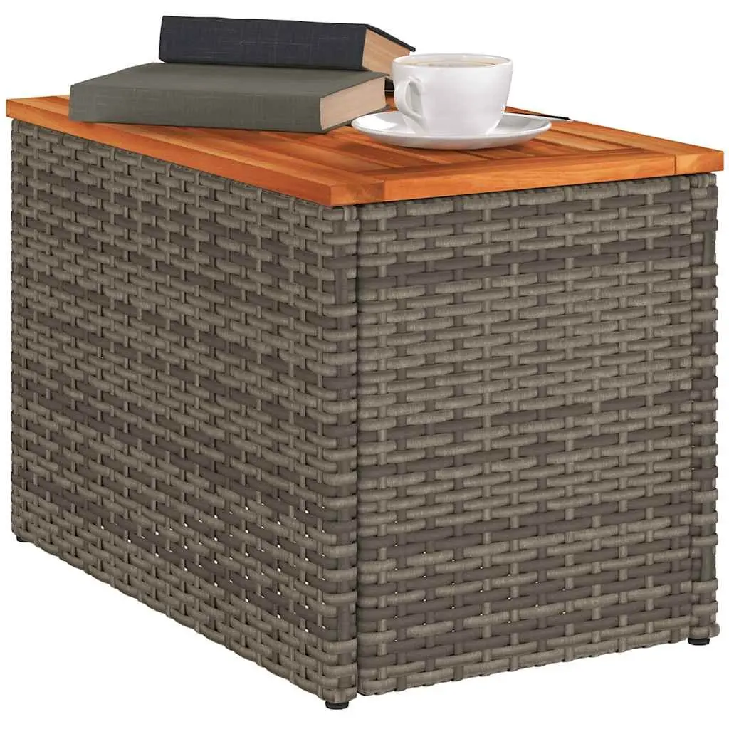 Garden Side Tables Grey 55 x 34 x 37 cm PE Rattan Tabletop