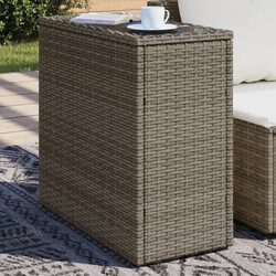 Concise Grey Outdoor Side Table with Glass Top