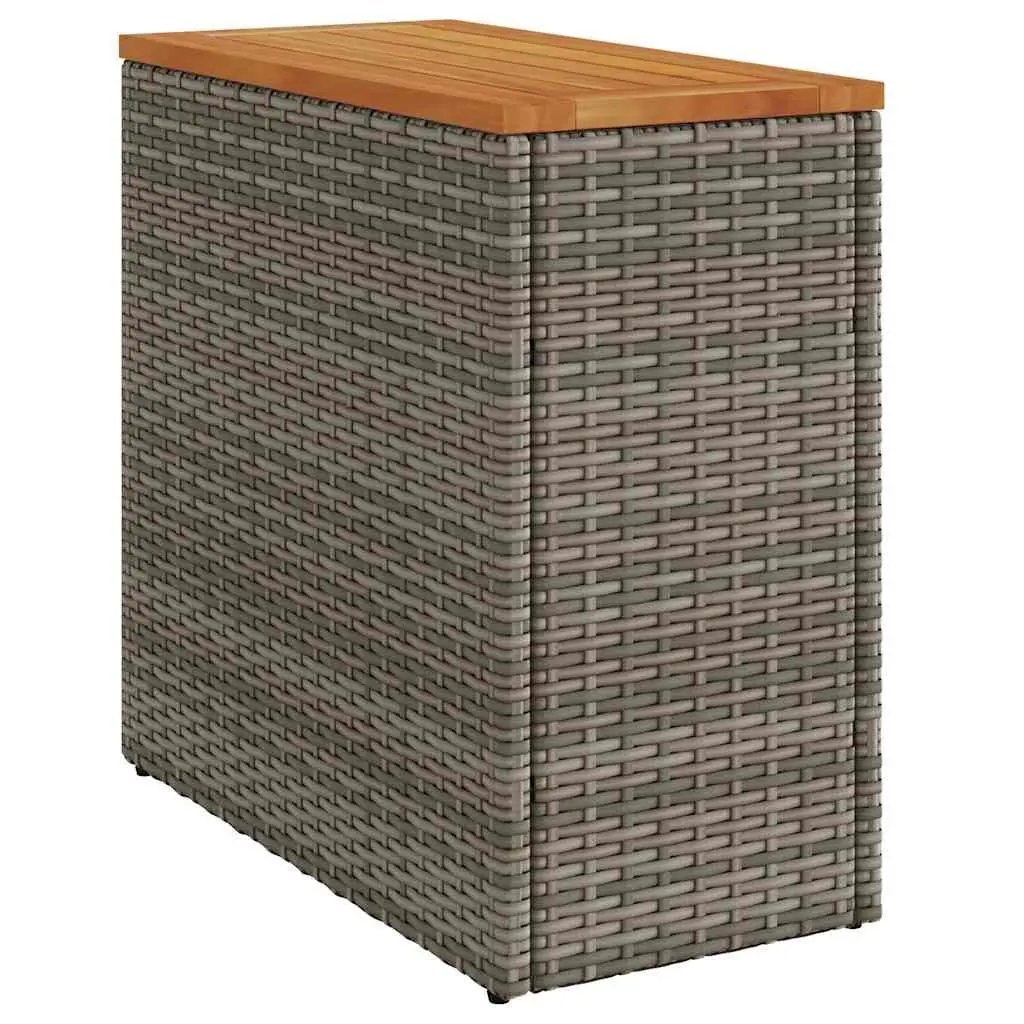 Garden Side Table Grey 58 x 27.5 x 55 cm Powder-coated Steel Frame Acacia Wood Top Poly Rattan Weather-resistant