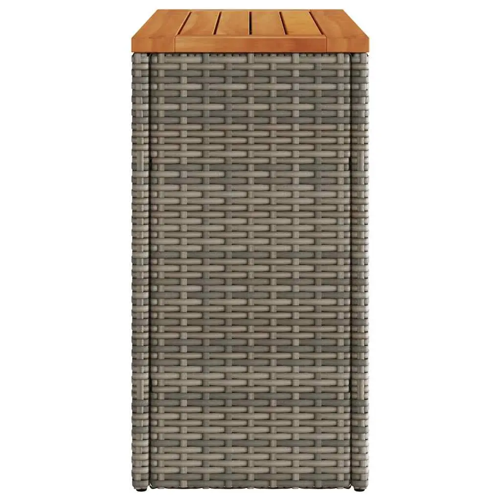 Garden Side Table Grey 58 x 27.5 x 55 cm Powder-coated Steel Frame Acacia Wood Top Poly Rattan Weather-resistant