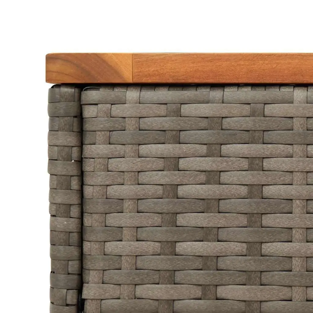 Garden Side Table Grey 58 x 27.5 x 55 cm Powder-coated Steel Frame Acacia Wood Top Poly Rattan Weather-resistant