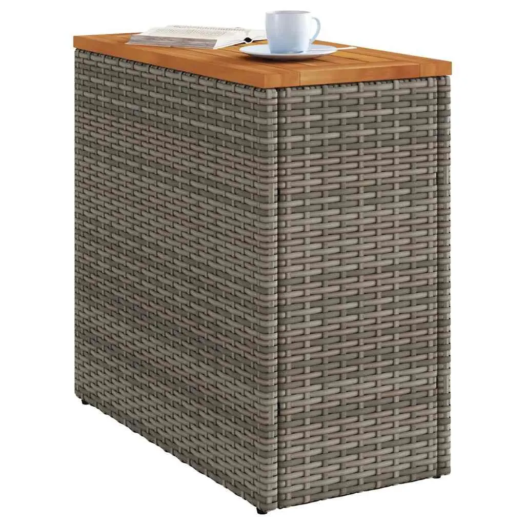Garden Side Table Grey 58 x 27.5 x 55 cm Powder-coated Steel Frame Acacia Wood Top Poly Rattan Weather-resistant