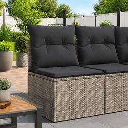 Compact and Durable Grey Garden Chair with Cushions