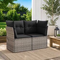 2-Seater Garden Sofa with Storage in Grey