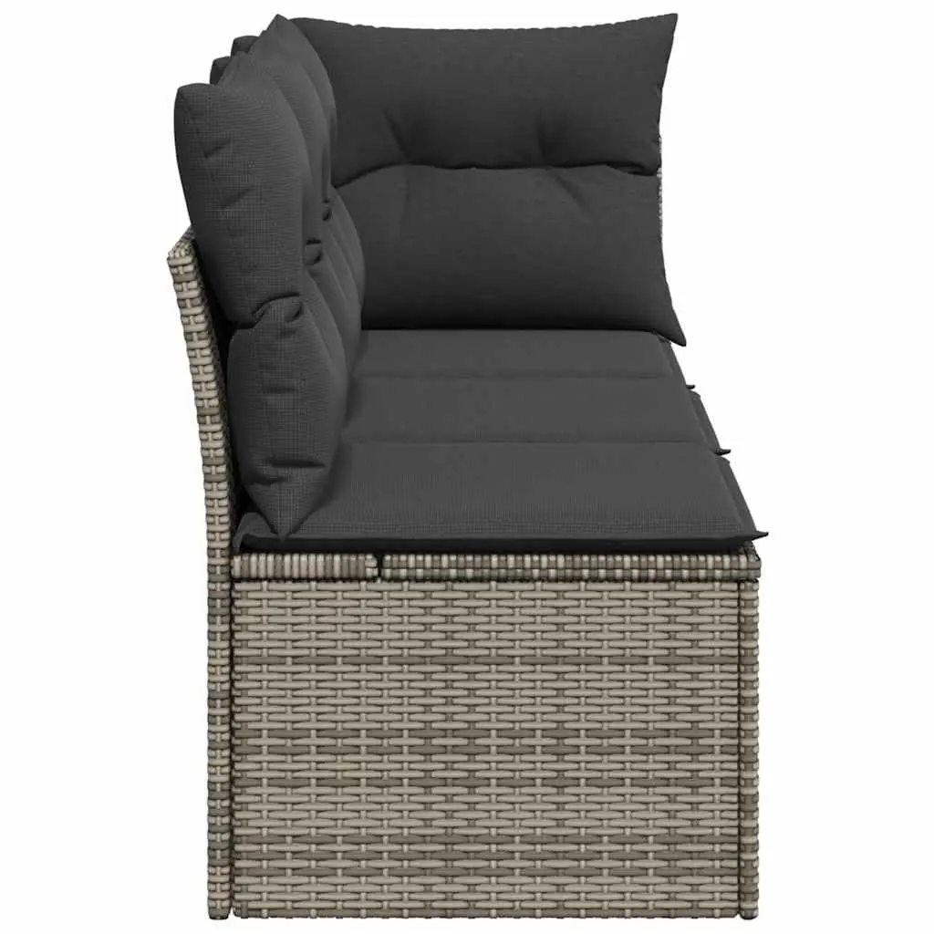 Outdoor Garden Sofa 3-Seater Grey Poly Rattan with Cushions Storage Seat