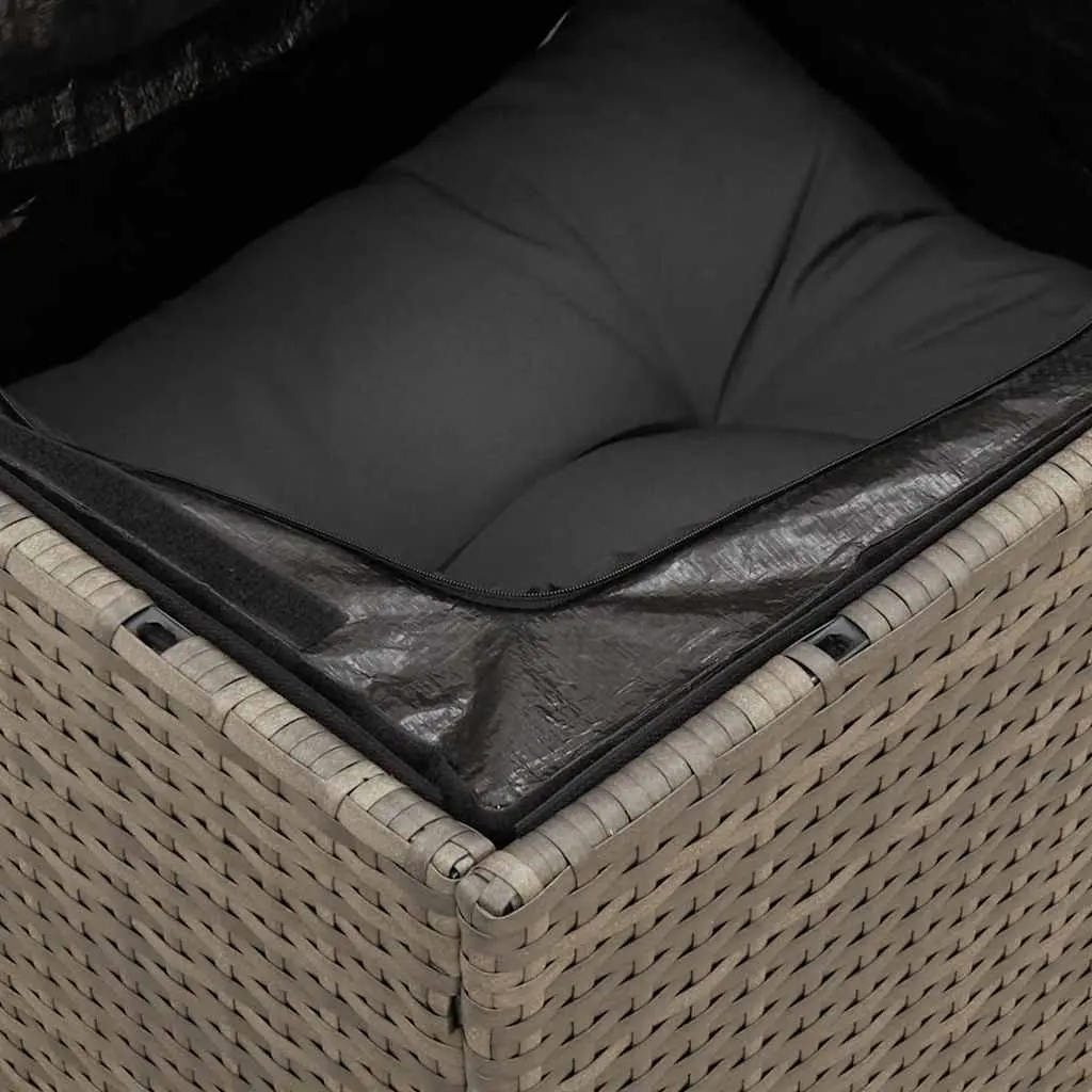 Outdoor Garden Sofa 3-Seater Grey Poly Rattan with Cushions Storage Seat