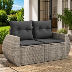 2-Seater Garden Sofa Grey with Storage