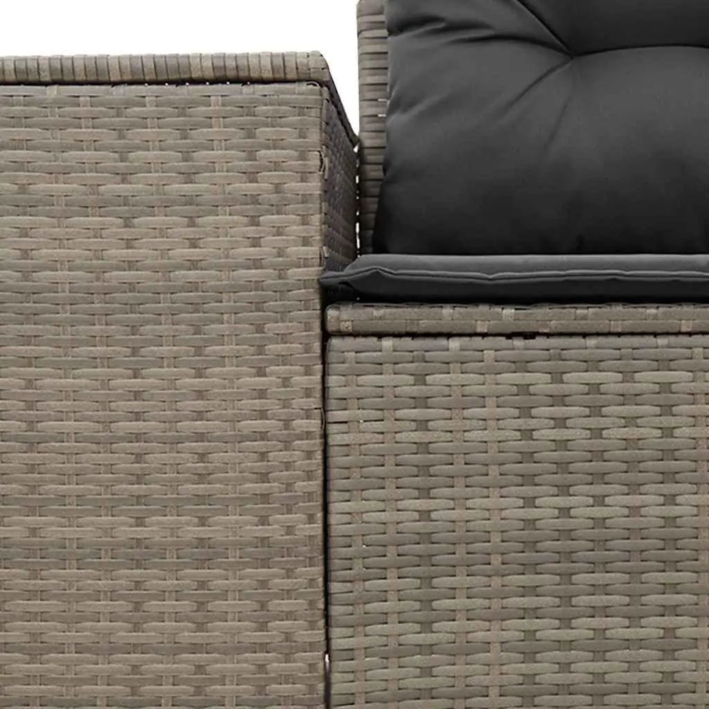 2-Seater Garden Sofa Grey Outdoor Rattan Furniture with Cushions and Storage