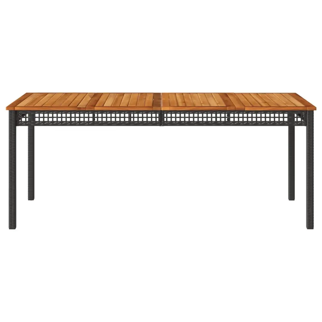 Garden Table Outdoor Furniture Black Poly Rattan Acacia Wood Patio Dining