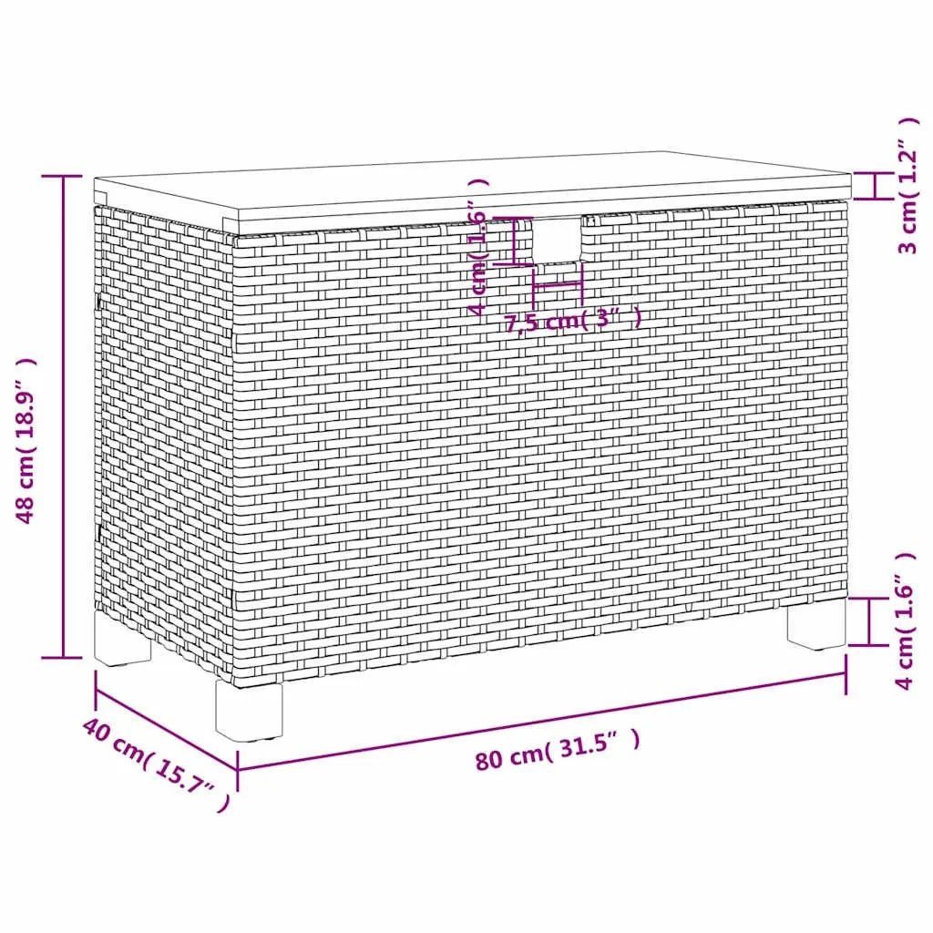 Garden Storage Box Black 80x40x48cm Outdoor Patio Bench Seat PE Rattan Acacia