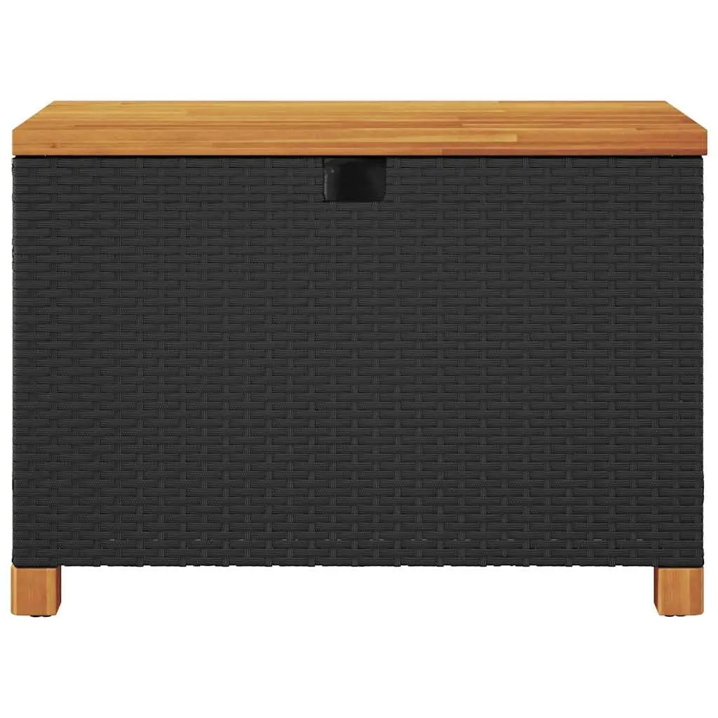 Garden Storage Box Black 80x40x48cm Outdoor Patio Bench Seat PE Rattan Acacia