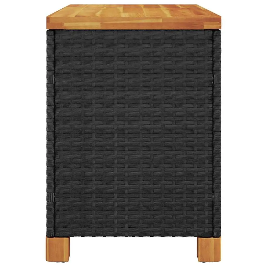 Garden Storage Box Black 80x40x48cm Outdoor Patio Bench Seat PE Rattan Acacia