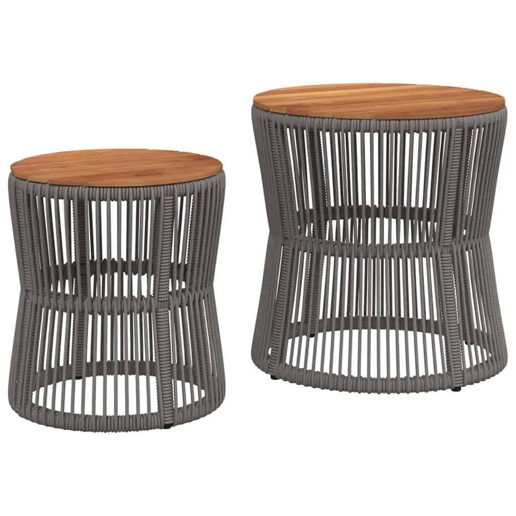 Garden Side Tables Set of 2 Outdoor Patio Furniture Grey Poly Rattan with
