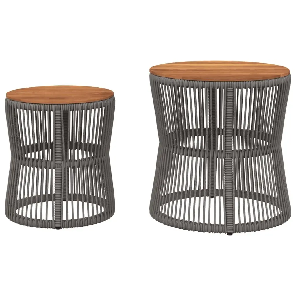 Garden Side Tables Set of 2 Outdoor Patio Furniture Grey Poly Rattan with
