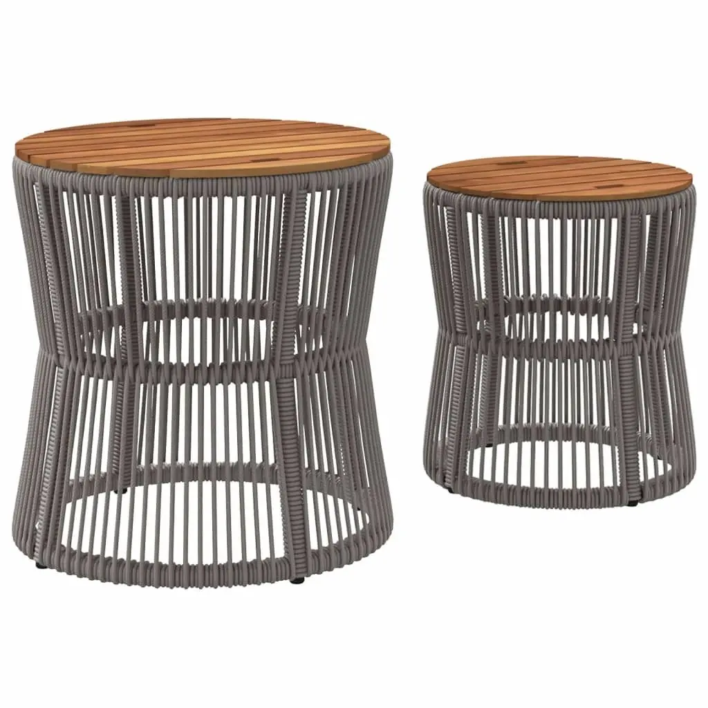 Garden Side Tables Set of 2 Outdoor Patio Furniture Grey Poly Rattan with