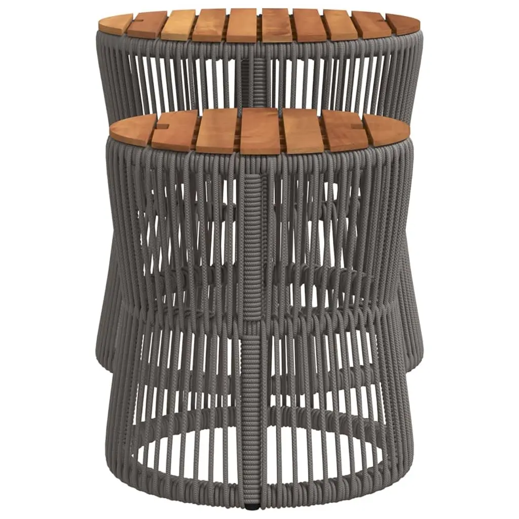 Garden Side Tables Set of 2 Outdoor Patio Furniture Grey Poly Rattan with