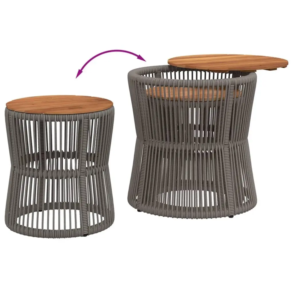 Garden Side Tables Set of 2 Outdoor Patio Furniture Grey Poly Rattan with