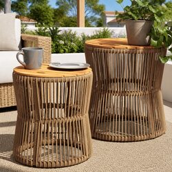 Beige Side Tables Set for Outdoor Relaxation