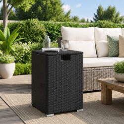 Propane Tank Cover Side Table Outdoor Black 40x40x60cm Poly Rattan Garden