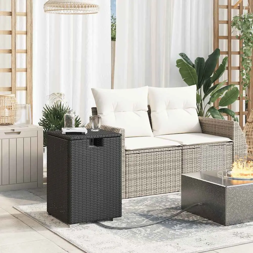 Propane Tank Cover Side Table Outdoor Black 40x40x60cm Poly Rattan Garden